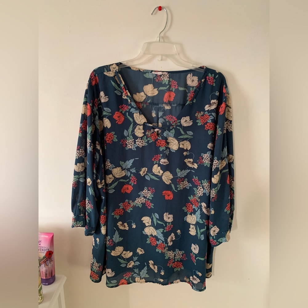 Floral Blouse, Light Silky Fabric, Lightly Used